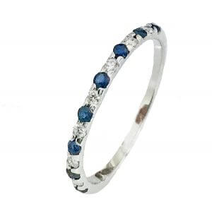 Alternate sapphire diamond wedding band