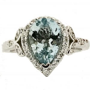 pear shape aqua diamond ring