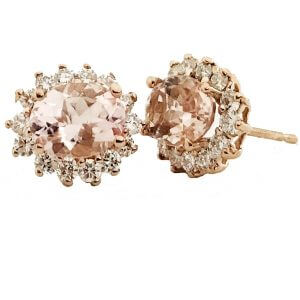 Morganite prong diamond earrings