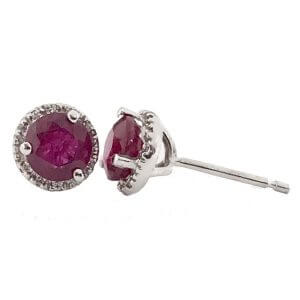 ruby halo diamond martini stud earrings