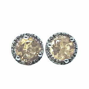 Martini citrine halo diamond stud earrings