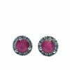 halo diamond stud ruby earrings