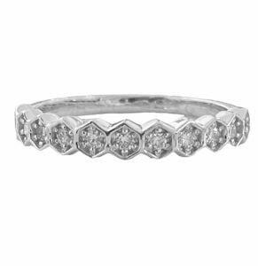 Hexagon diamond wedding band