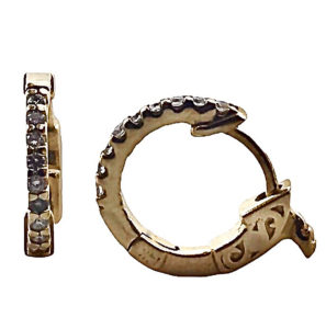 small diamond huggies in 14 k yellow gold