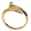 twisted nail ring in yellow gold