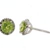 peridot halo diamond stud earrings