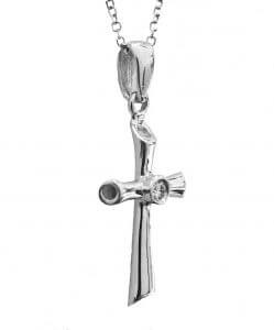 14 k white gold burnish set cross