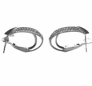 Clip on cluster diamond earrings in 14 k white gold