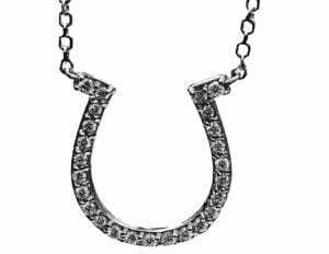 horseshoe diamond pendant in 14 k white gold with cable chain