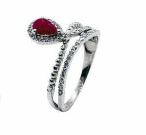 Pear ruby shape ruby diamond ring