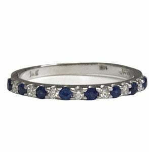 Alternate diamond sapphire wedding ring