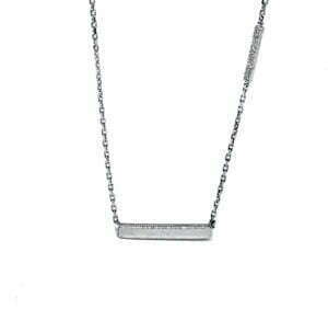 engraving flat bar diamond necklace
