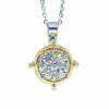 cluster pave diamond pendant in 14 k two tone