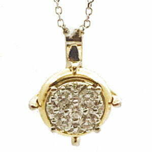 Round cluster diamond pendant in two tone