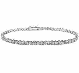 Medium size miracle setting tennis bracelet in 14 k white gold