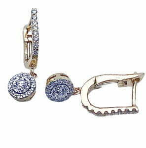 Dangling illusion setting diamond earrings in 14 k yellow gold