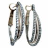 Designer two tone layered diamond hoop clip on earrings