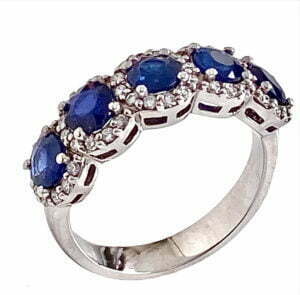 halo diamond sapphire wedding ring