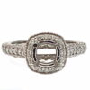 semi milgrain 14 k white gold diamond cushion semi mount