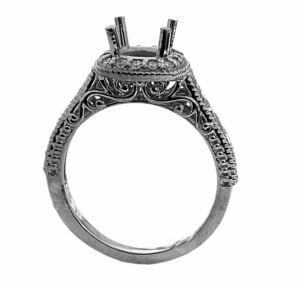 14 k white gold semi mount ring