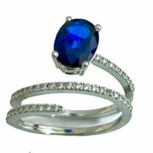 sapphire diamond swirl ring