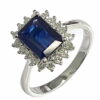 EMERALD cut sapphire diamond ring