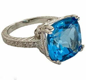 blue topaz diamond ring