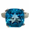 cushion vut swiss blue topaz diamond ring in 14 k white gold