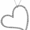 14 k white gold diamond heart pendant