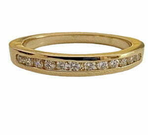 14 k yellow gold channel set wedding ring