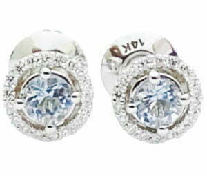 aquamarine halo diamond stud earrings