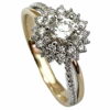 two tone diamond cluster engagement ring
