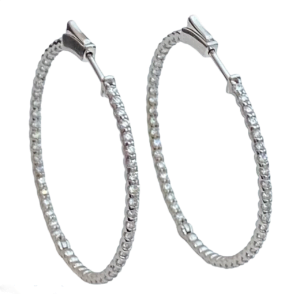 round one and a half inch diamond hoop earrings