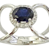 halo oval diamond sapphire ring