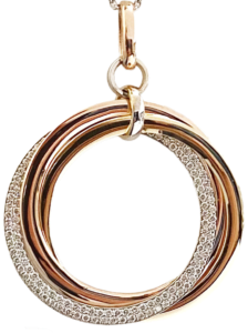 large t ricolor circle pave diamond pendant