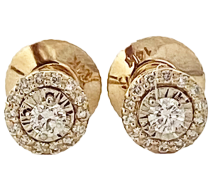 illusion setting halo diamond earrings