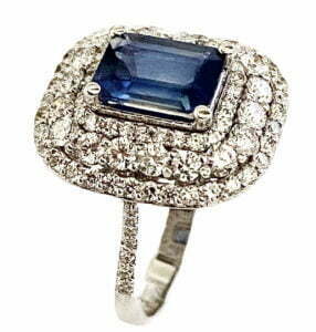 octagon sapphire diamond ring
