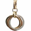 Tricolor pave round diamond pendant
