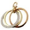 Medium tricolor circular dangling diamond pendant - Image 2