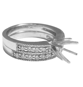 milgrain diamond bridal set