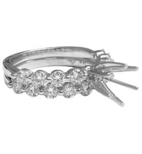 one sharing prong diamond bridal set