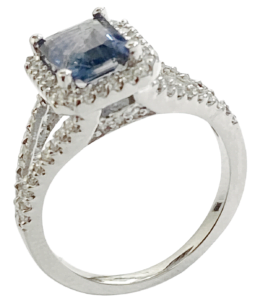 split shank halo sapphire diamond ring