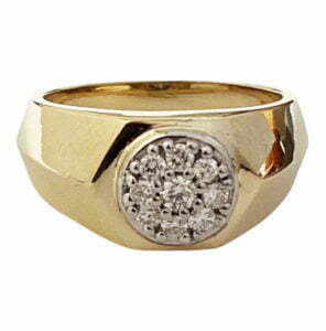 men's designer ring in 14 k two tone