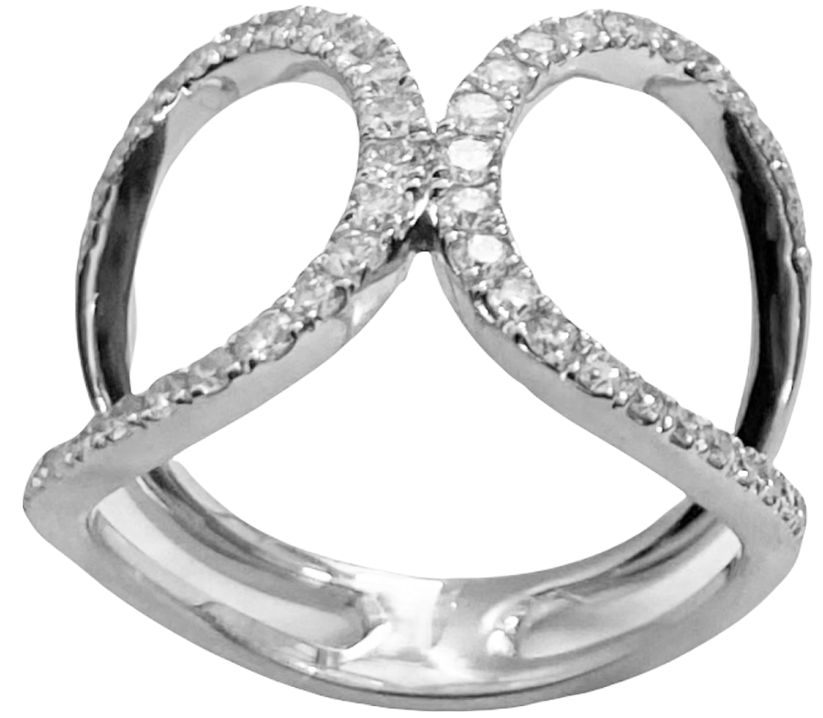 Inverted Half Circle Pave Diamond Ring - %sit
