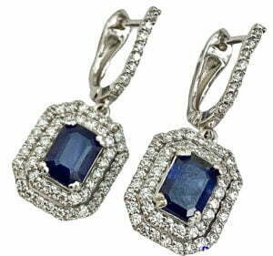 Dangling sapphire diamond earrings