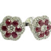 ruby diamond floral stud earrings