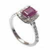 emerald cut ruby halo diamond ring