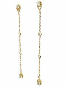 dangling chain diamond earrings