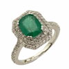 double halo emerald cut emerald diamond ring