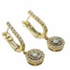 Dangling illusion setting halo diamond earrings